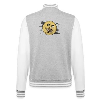 Lachender Mond im Sternenhimmel - College-Sweatjacke - Grau meliert/Weiß - Hinten - Marisol (170cm)