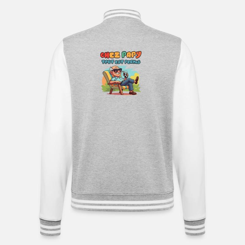 At Grandpa's everything is allowed - College Sweat Jacket - heather grey/white