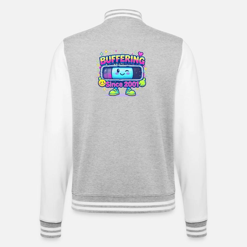Y2K Retro – Buffering Since 2001 - College-Sweatjacke - Grau meliert/Weiß