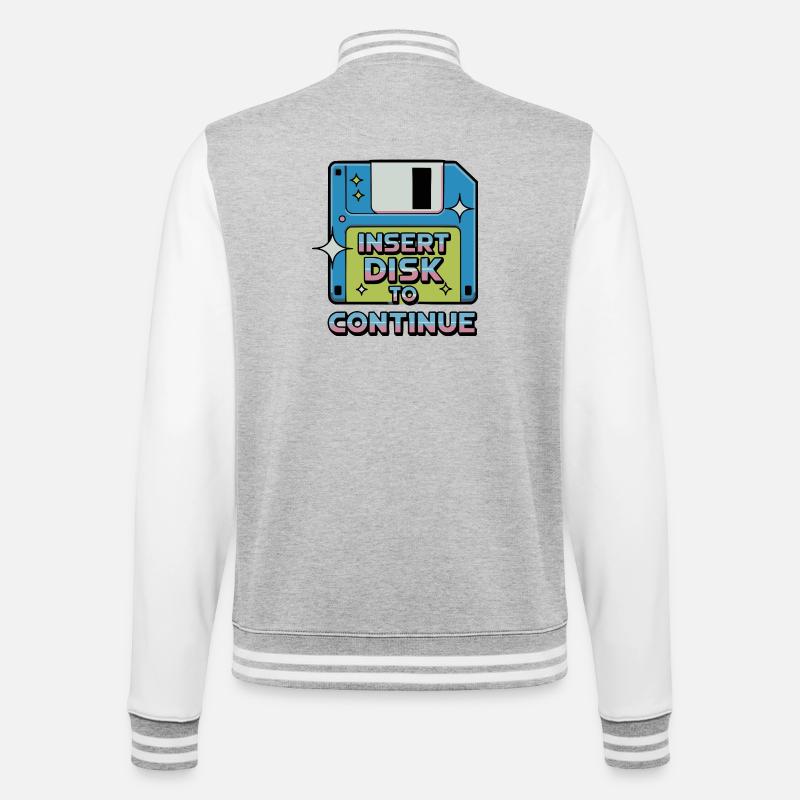 Y2K Retro – Insert Disk to Continue - College Sweat Jacket - heather grey/white