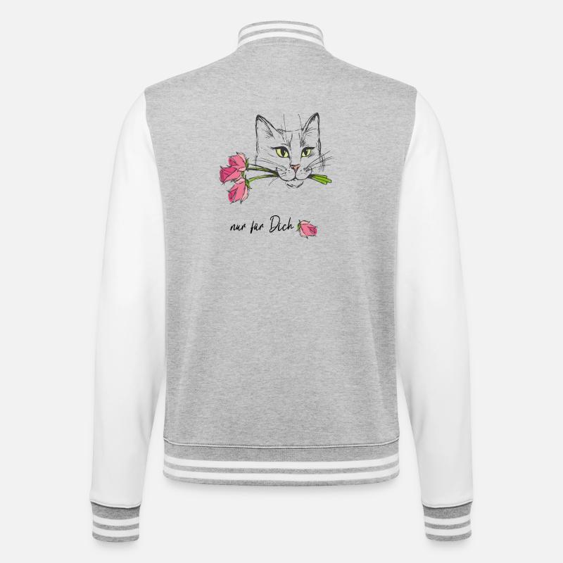 Chat aux roses - Veste Teddy - gris chiné / blanc