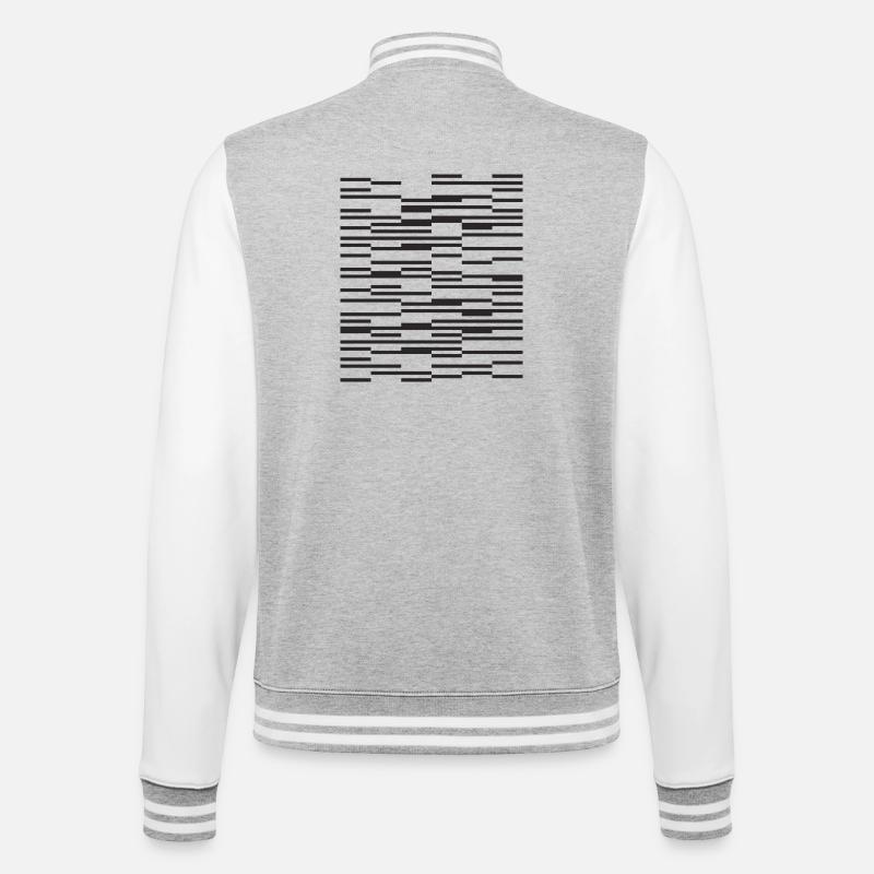 Liniendesign Minimalistischer Barcode - College-Sweatjacke - Grau meliert/Weiß
