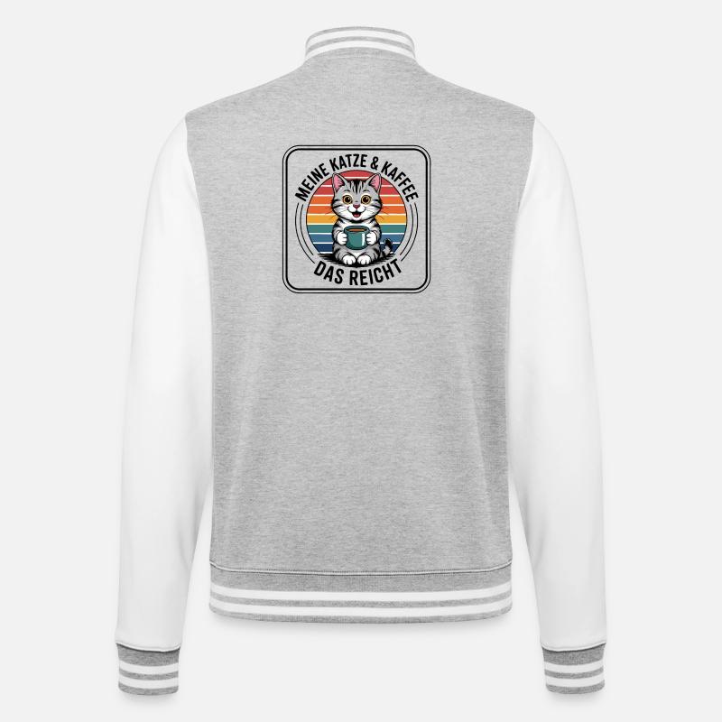 Chaton Café en Retro Rainbow - Veste Teddy - gris chiné / blanc