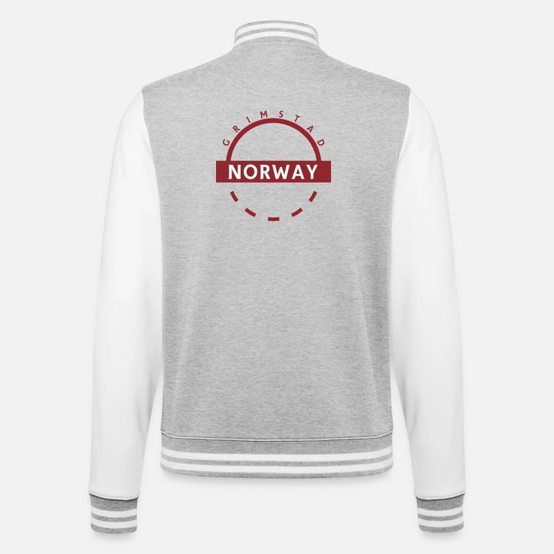 Grimstad Norwegen Rundes Abzeichen - College-Sweatjacke - Grau meliert/Weiß