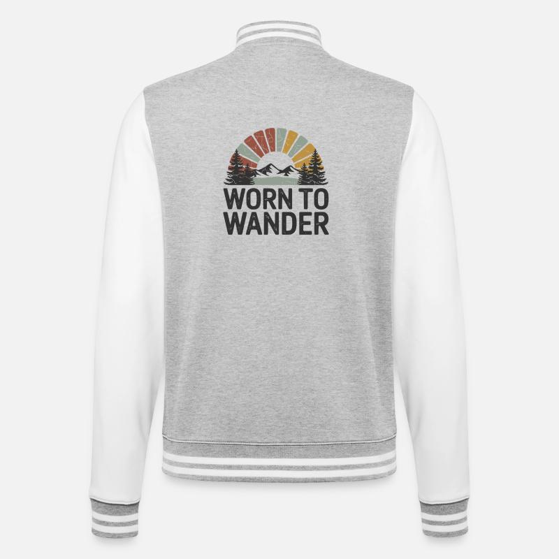 Retro Grunge – Worn to Wander - College Sweat Jacket - heather grey/white