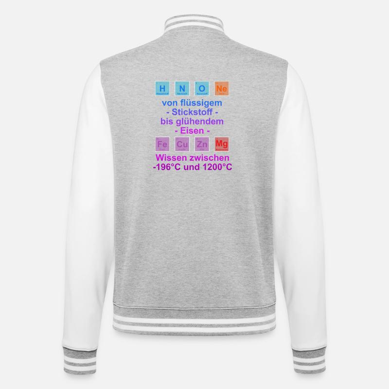 Unispruch "auf Temperatur" Geschenk, Studenten - College-Sweatjacke - Grau meliert/Weiß