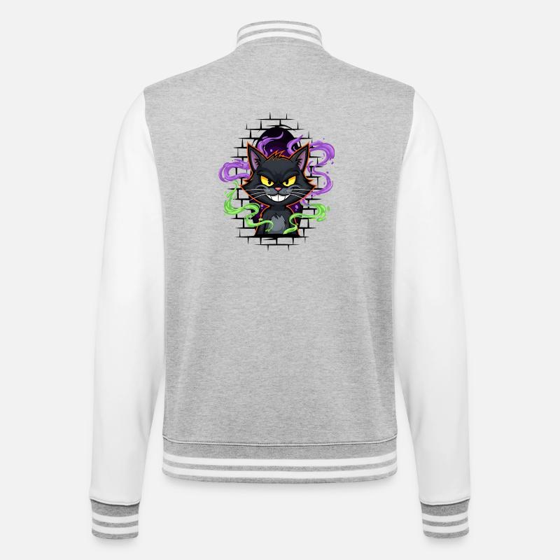 Graffiti Katze Neon - College-Sweatjacke - Grau meliert/Weiß