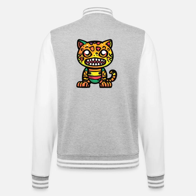 Leopard Halloween Zombie - College-Sweatjacke - Grau meliert/Weiß