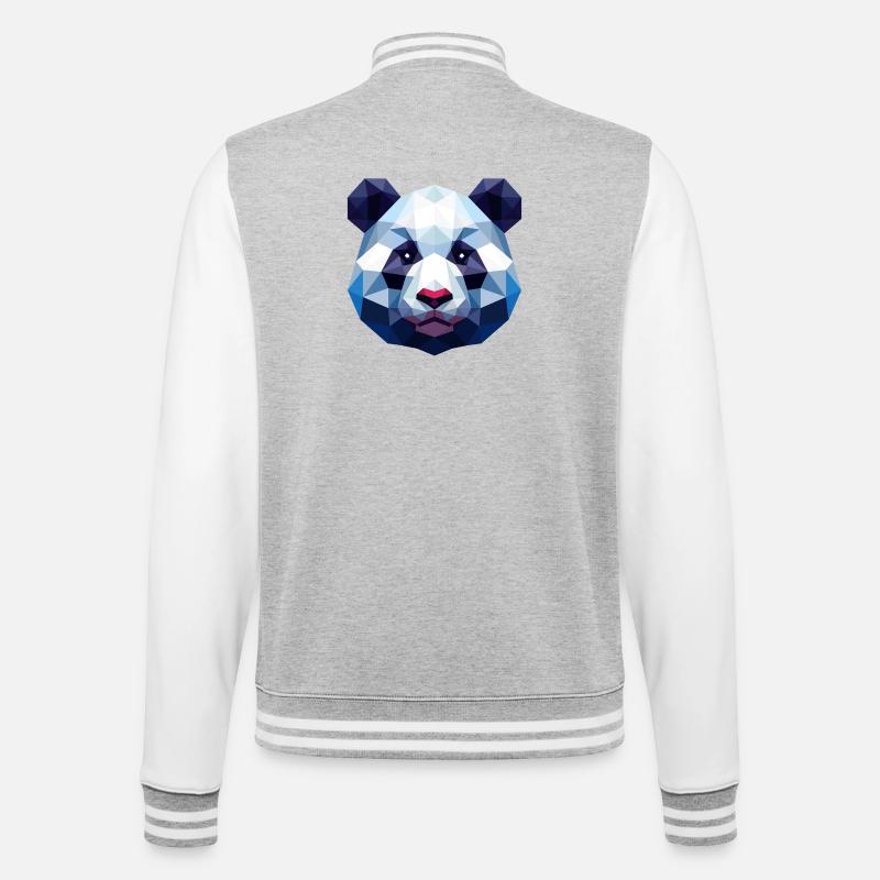 Panda Lowpoly - College Sweat Jacket - heather grey/white
