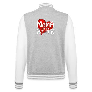 MAMA IST DIE BESTE - College-Sweatjacke - Grau meliert/Weiß - Hinten - Marisol (170cm)