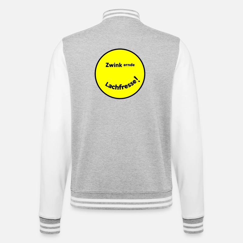 Zwinkernde Lachfresse - College-Sweatjacke - Grau meliert/Weiß