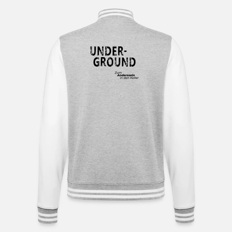Underground - College-Sweatjacke - Grau meliert/Weiß