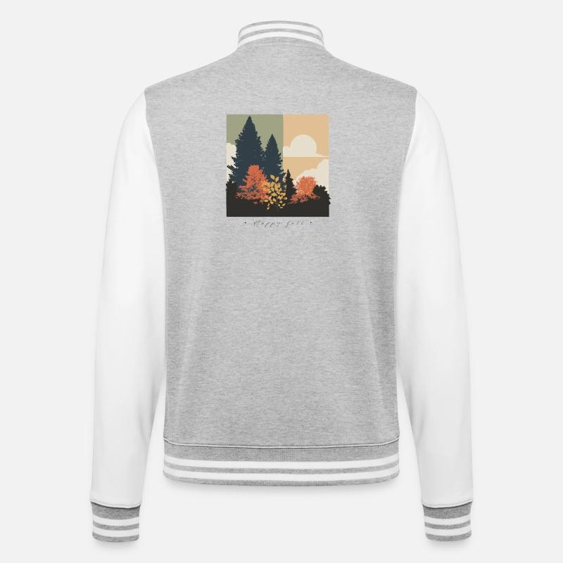 Herbstliche Waldsilhouette - College-Sweatjacke - Grau meliert/Weiß
