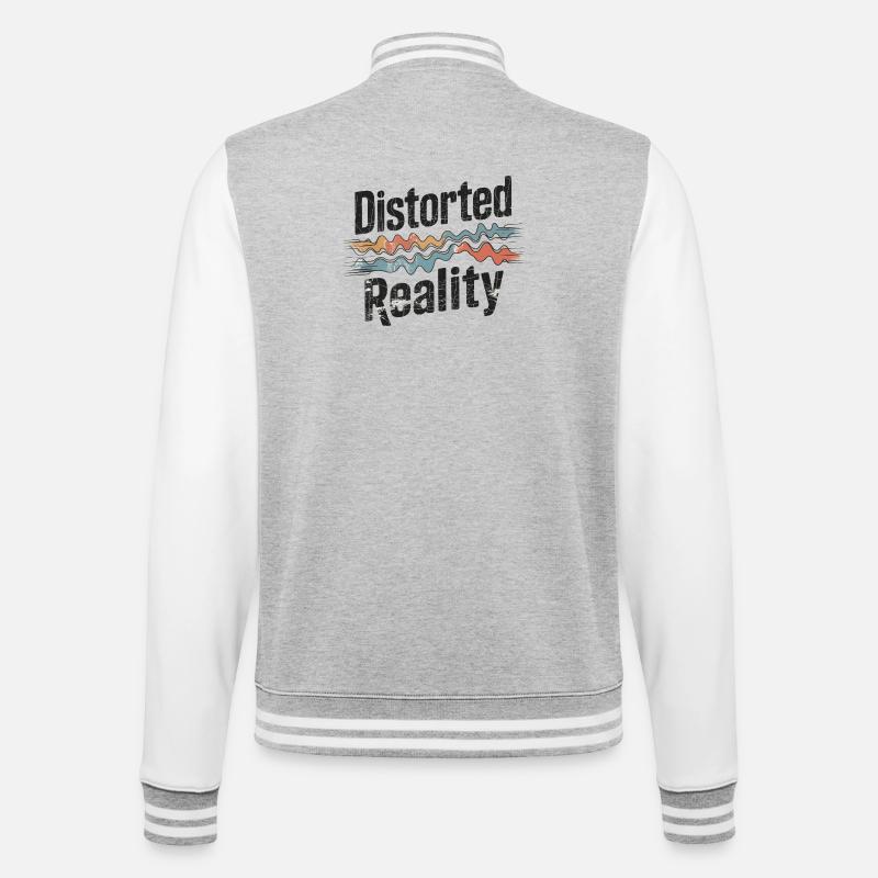 Retro Grunge – Distorted Reality - College-Sweatjacke - Grau meliert/Weiß