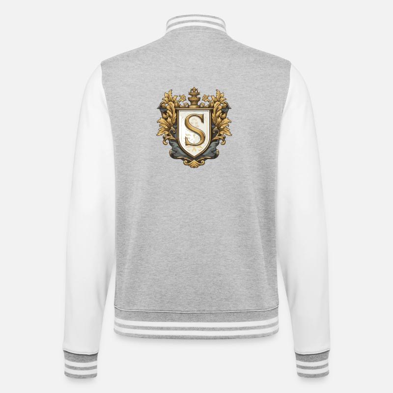 S Buchstabe Name Krone - College-Sweatjacke - Grau meliert/Weiß