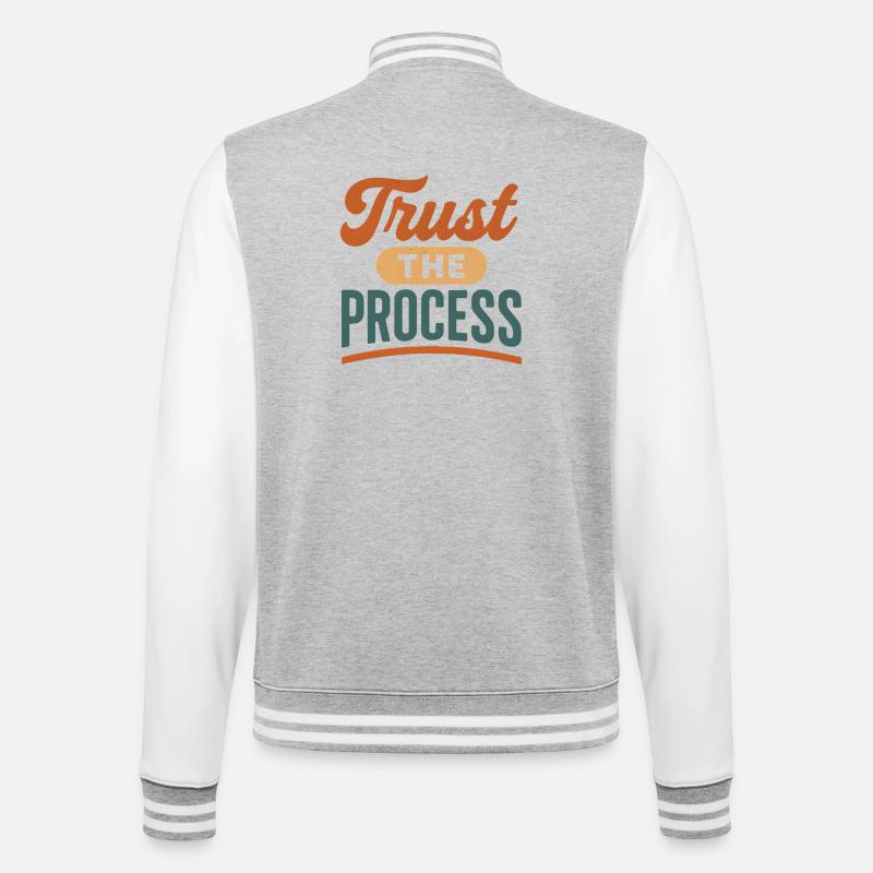 Trust the Process Retro Print - College-Sweatjacke - Grau meliert/Weiß