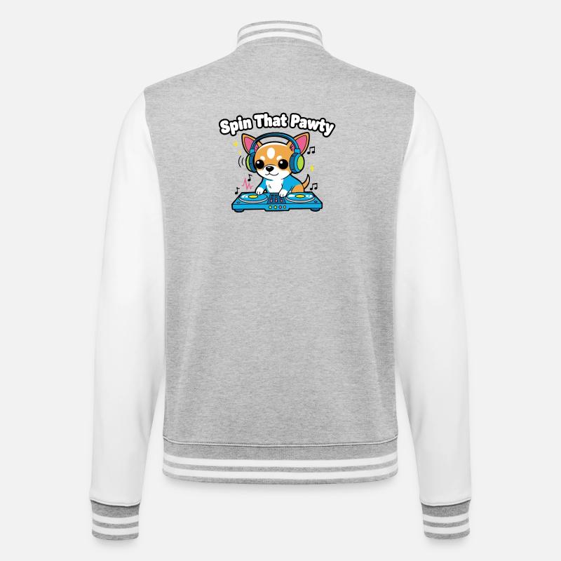 Spin That Pawty DJ Pup - College-Sweatjacke - Grau meliert/Weiß