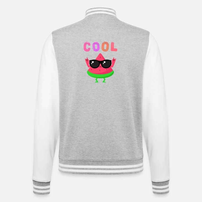 Wassermelonen-Held mit Brille - College-Sweatjacke - Grau meliert/Weiß