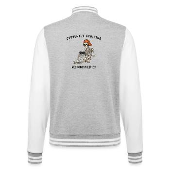 Skeleton Gaming Avoiding Responsibilities - College Sweat Jacket - heather grey/white - Back - Marisol (170cm)
