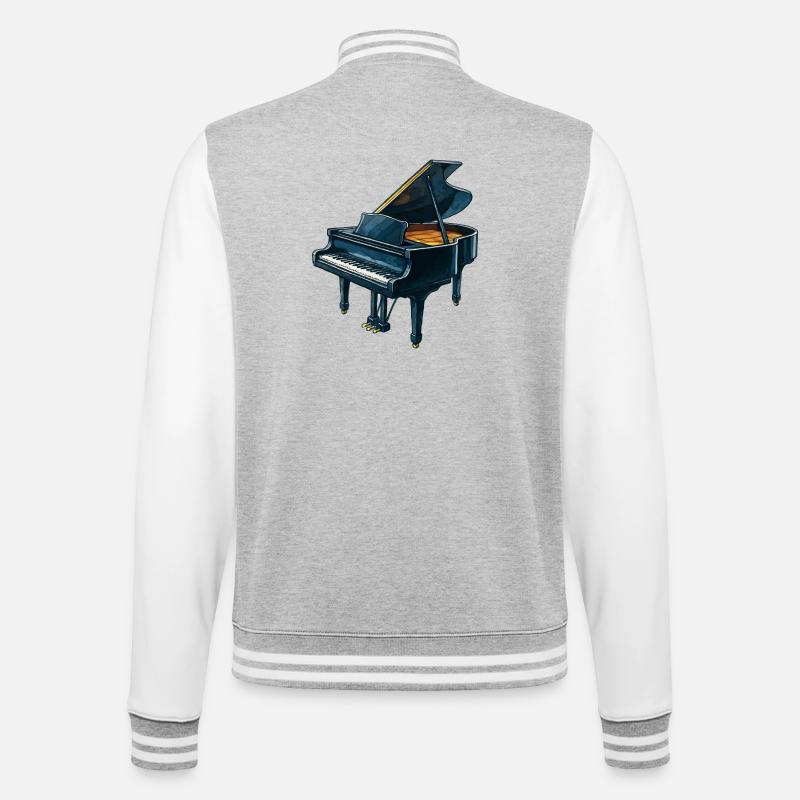 Piano à queue de concert bleu - Veste Teddy - gris chiné / blanc
