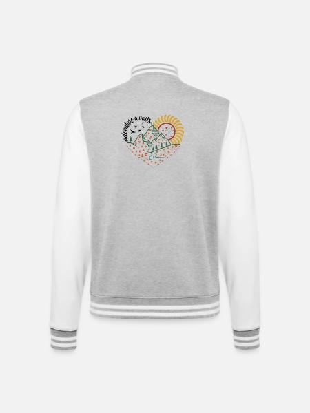 Adventure Awaits – Inspired by 70s Travel Posters - College Sweat Jacket - heather grey/white