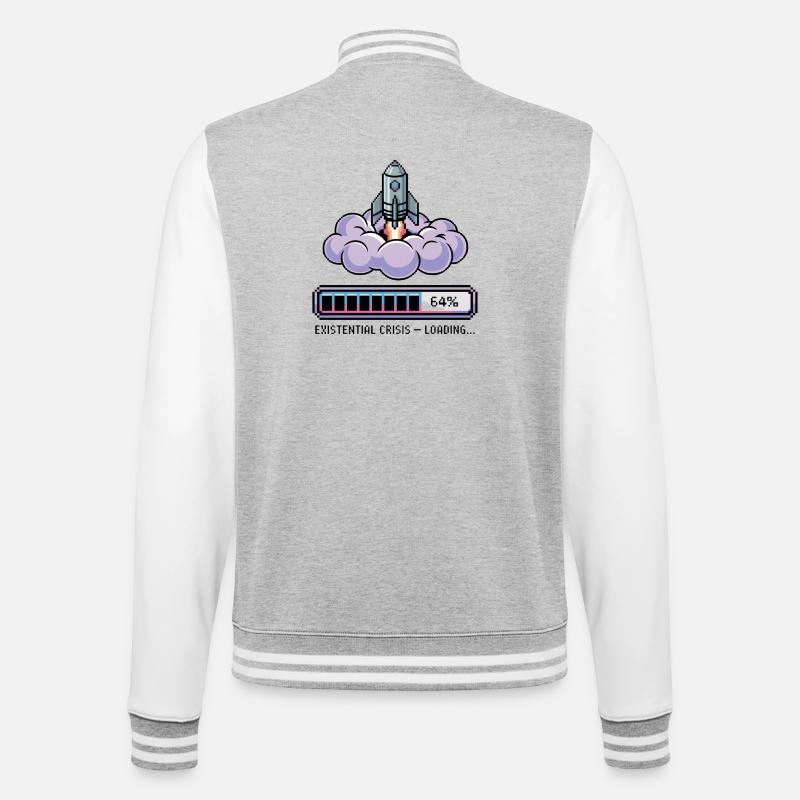 Digital Retro – Existential Crisis – Loading... - College-Sweatjacke - Grau meliert/Weiß