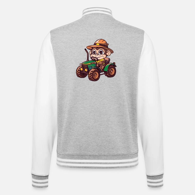 Monkey Tractor Farmer - College Sweat Jacket - heather grey/white