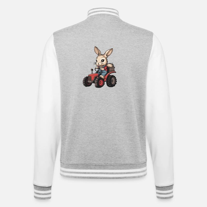 Hase Traktor Farmer - College-Sweatjacke - Grau meliert/Weiß