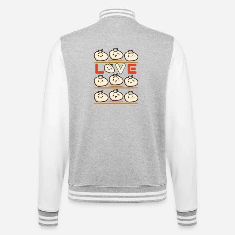 Dumpling Love Pattern - College Sweat Jacket - heather grey/white