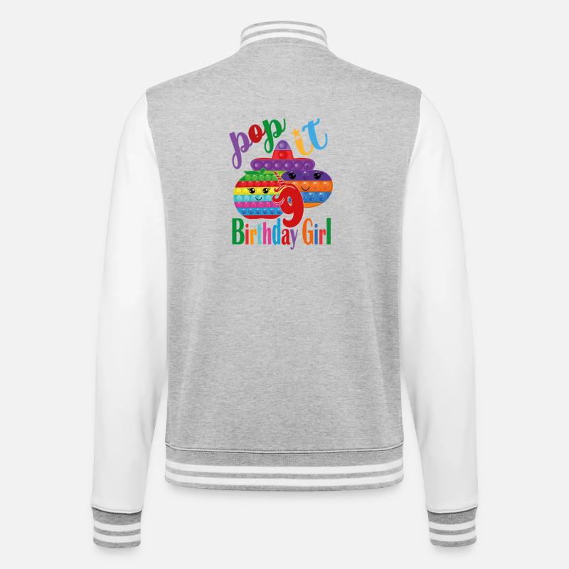pop-it Geburtstagskind 9 - College-Sweatjacke - Grau meliert/Weiß