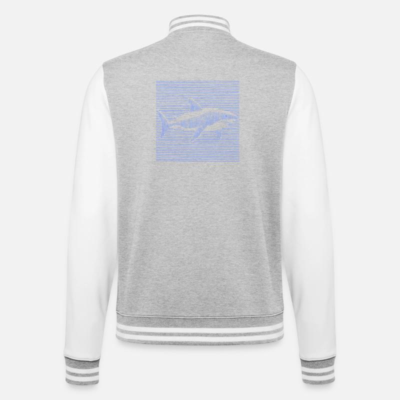 Requin - Veste Teddy - gris chiné / blanc