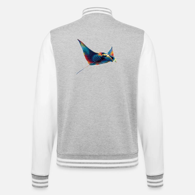 Manta Rochen Teufelsrochen Stachelrochen Taucher - College-Sweatjacke - Grau meliert/Weiß