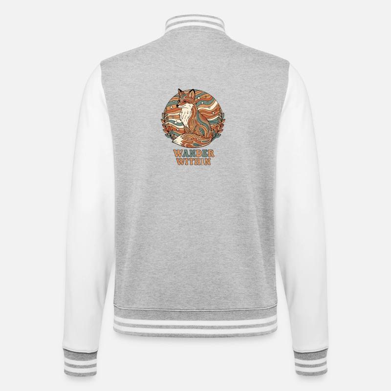 Psychedelisch Retro – Wander Within - College-Sweatjacke - Grau meliert/Weiß
