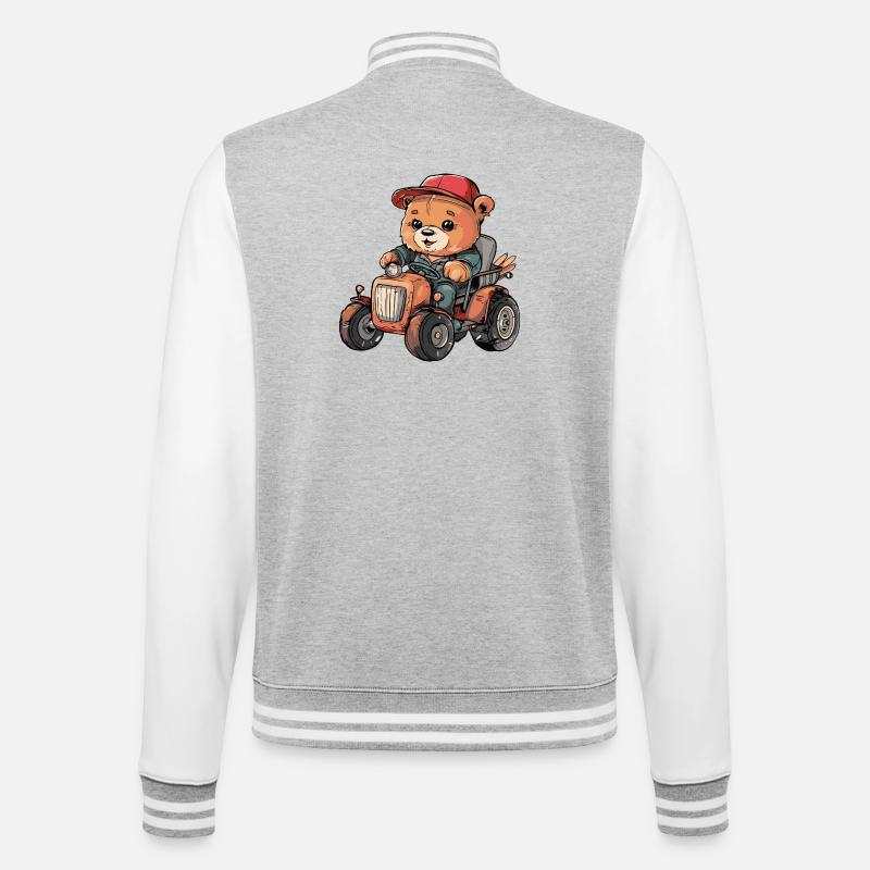 Bär Traktor Farmer - College-Sweatjacke - Grau meliert/Weiß