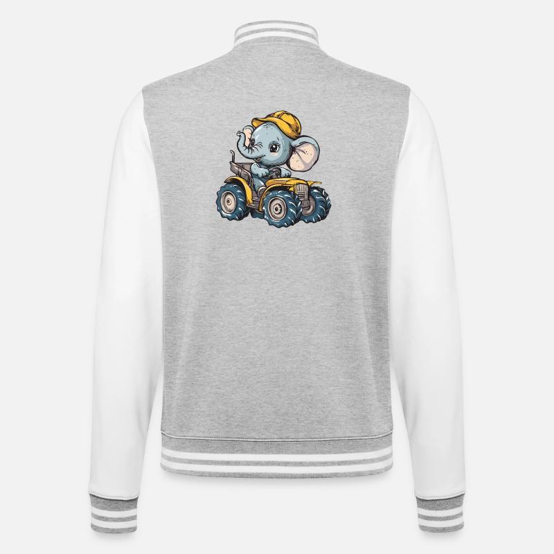 Elefant Traktor Farmer - College-Sweatjacke - Grau meliert/Weiß