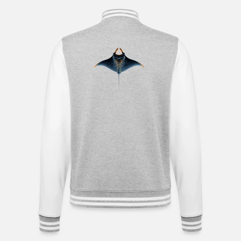 Manta Ray, Devil Ray, Stingray, Diver - College Sweat Jacket - heather grey/white