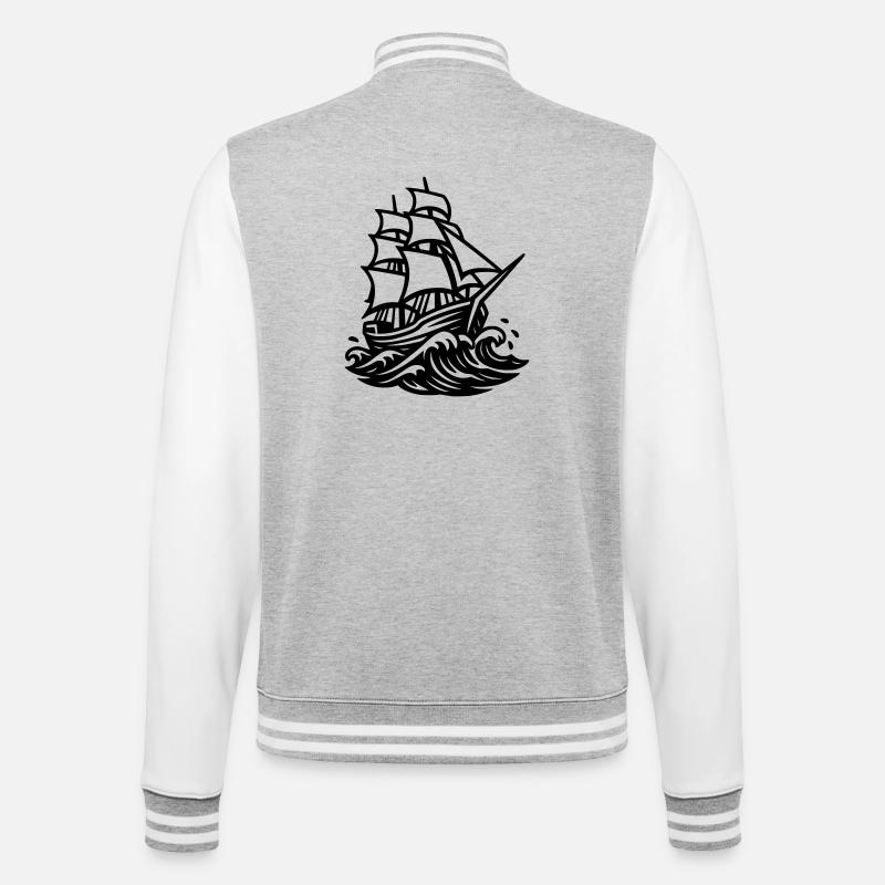 Sailing ship - College Sweat Jacket - heather grey/white