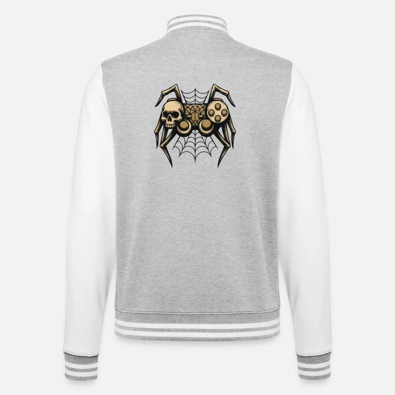 Skull Spider with Controller - College Sweat Jacket - heather grey/white
