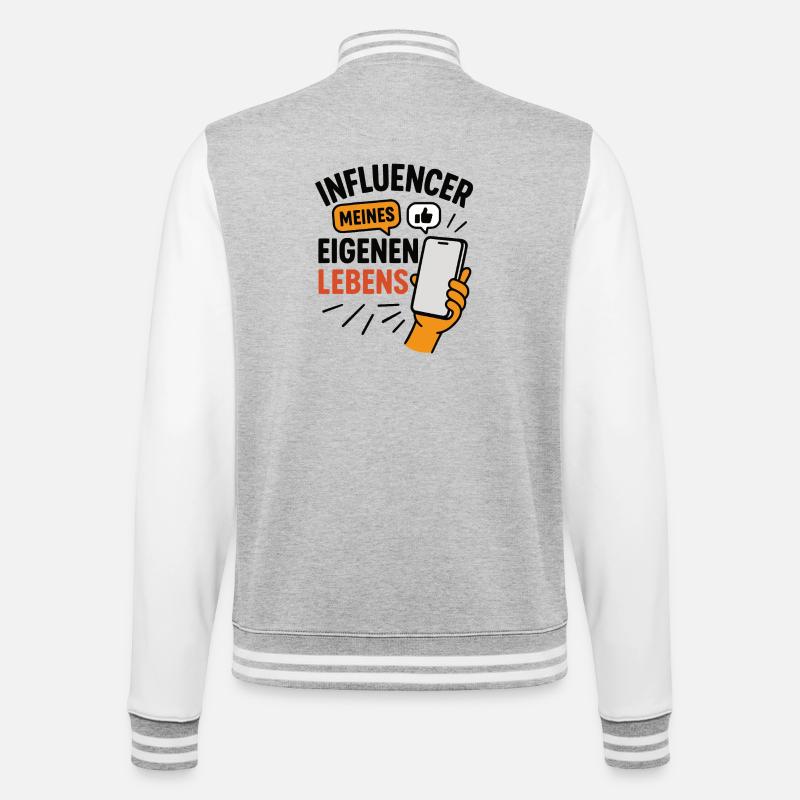 Influencer meines eigenen Lebens - College-Sweatjacke - Grau meliert/Weiß