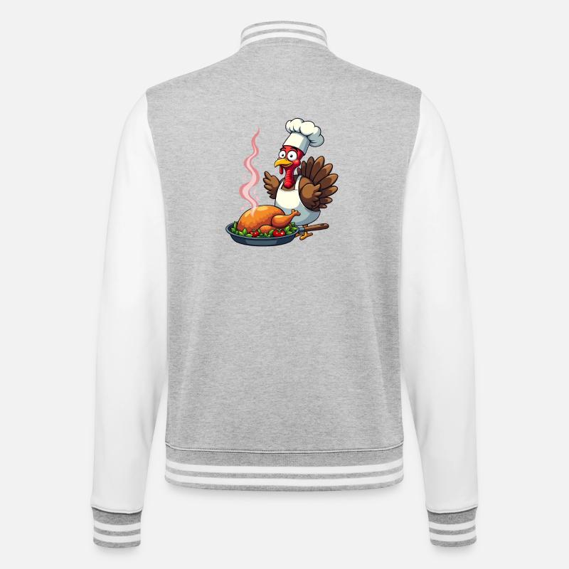 Cuisinier de dinde de Thanksgiving - Veste Teddy - gris chiné / blanc