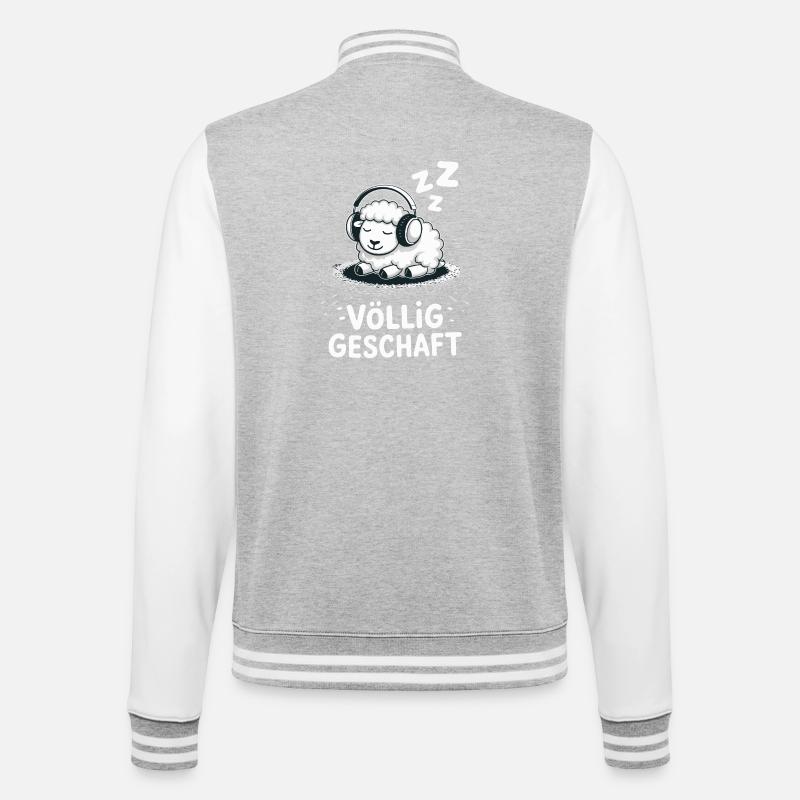 Completely done sheep design - College Sweat Jacket - heather grey/white