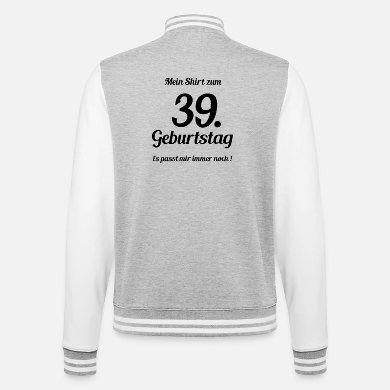 Passt seit 39 - College-Sweatjacke - Grau meliert/Weiß