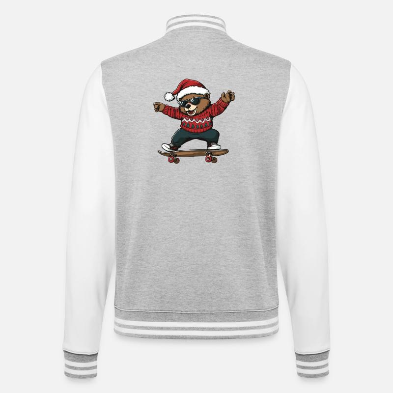 Ours Noël Drôle - Veste Teddy - gris chiné / blanc