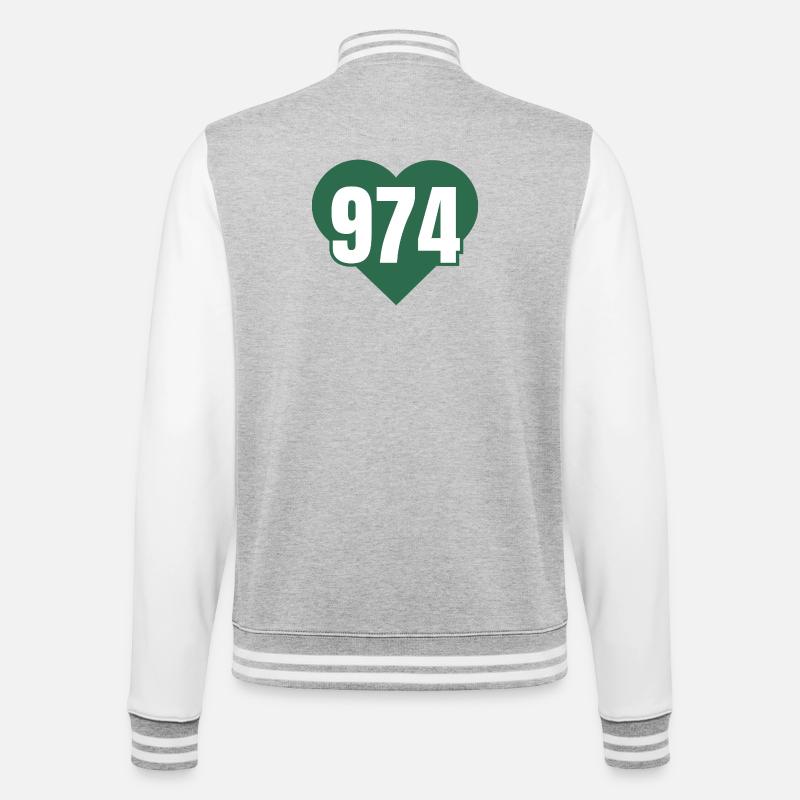 Coeur 974 Code Vert - Veste Teddy - gris chiné / blanc