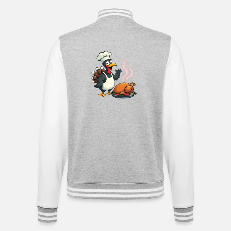 Cuisinier de dinde de Thanksgiving - Veste Teddy - gris chiné / blanc