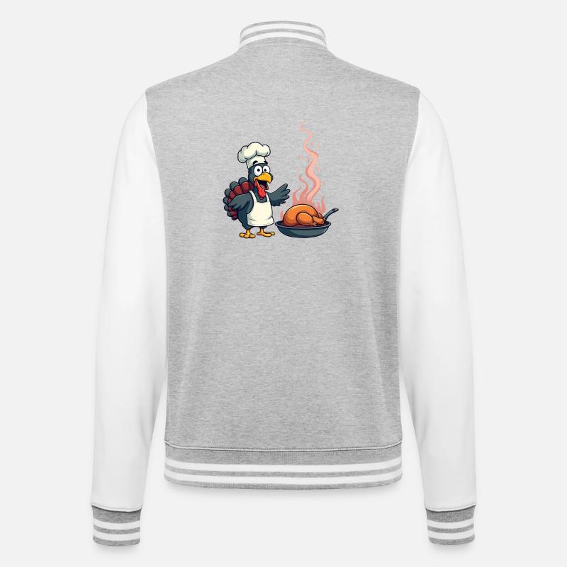 Cuisinier de dinde de Thanksgiving - Veste Teddy - gris chiné / blanc