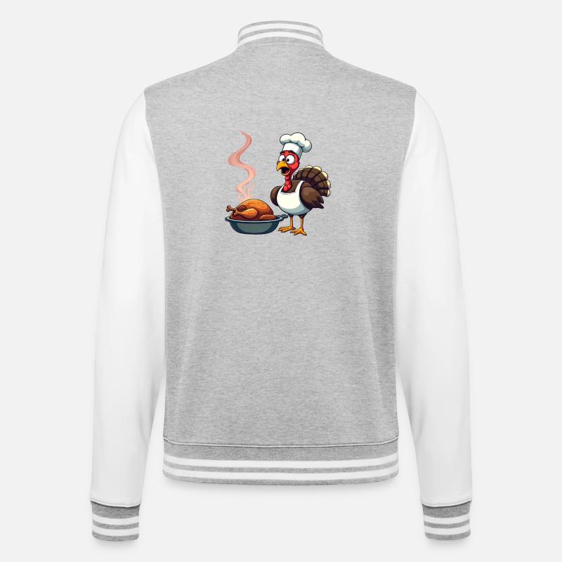 Cuisinier de dinde de Thanksgiving - Veste Teddy - gris chiné / blanc