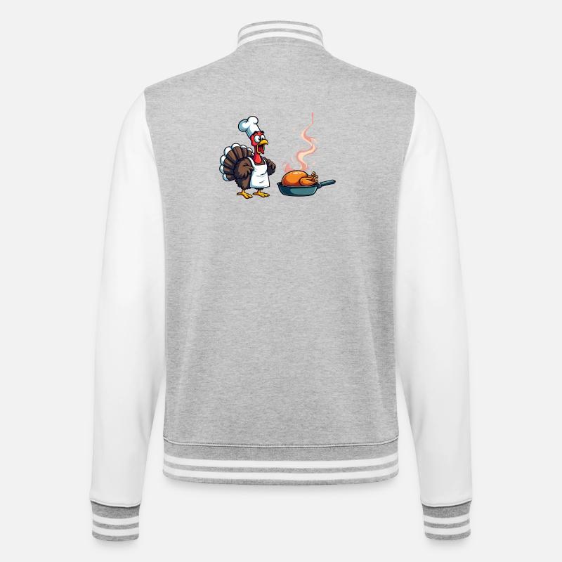 Cuisinier de dinde de Thanksgiving - Veste Teddy - gris chiné / blanc