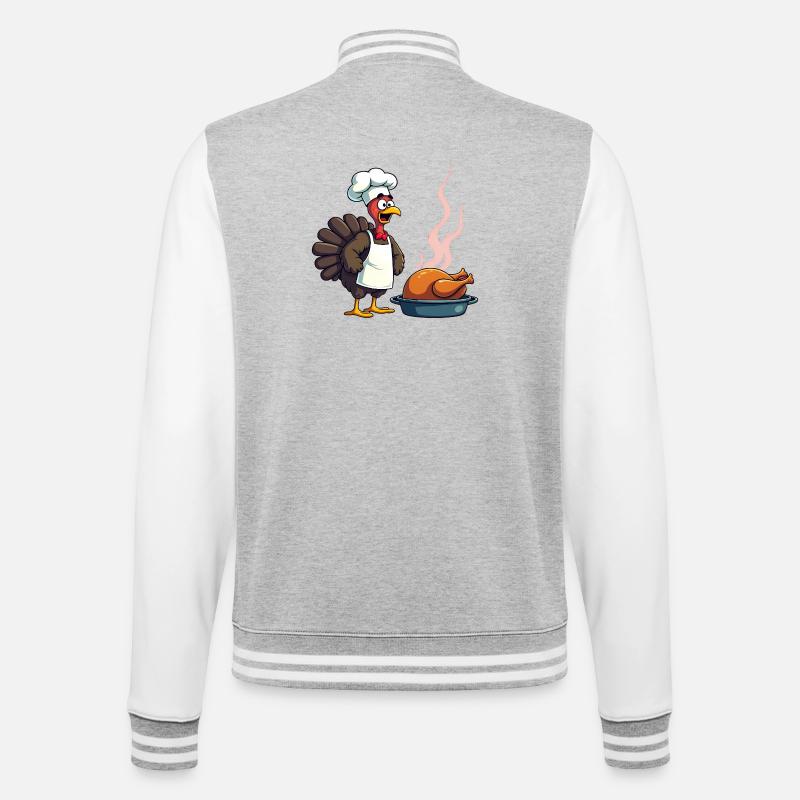 Cuisinier de dinde de Thanksgiving - Veste Teddy - gris chiné / blanc