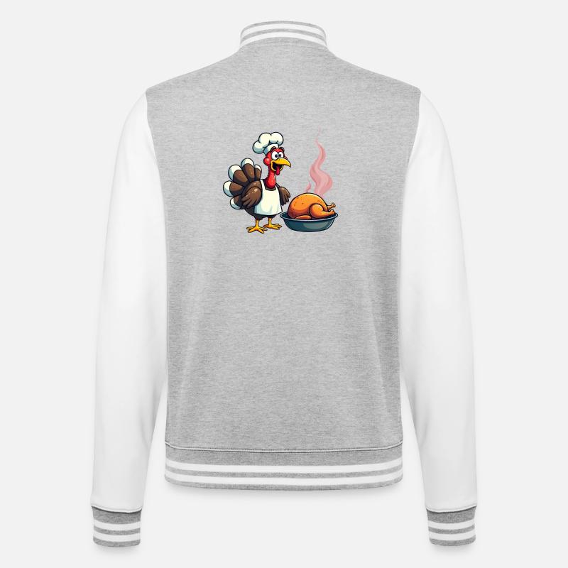 Cuisinier de dinde de Thanksgiving - Veste Teddy - gris chiné / blanc